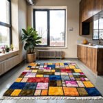 Patchwork Color Block Rug – Handwoven Rainbow Design