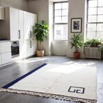 Modern Minimalist Rug – Navy Border Design